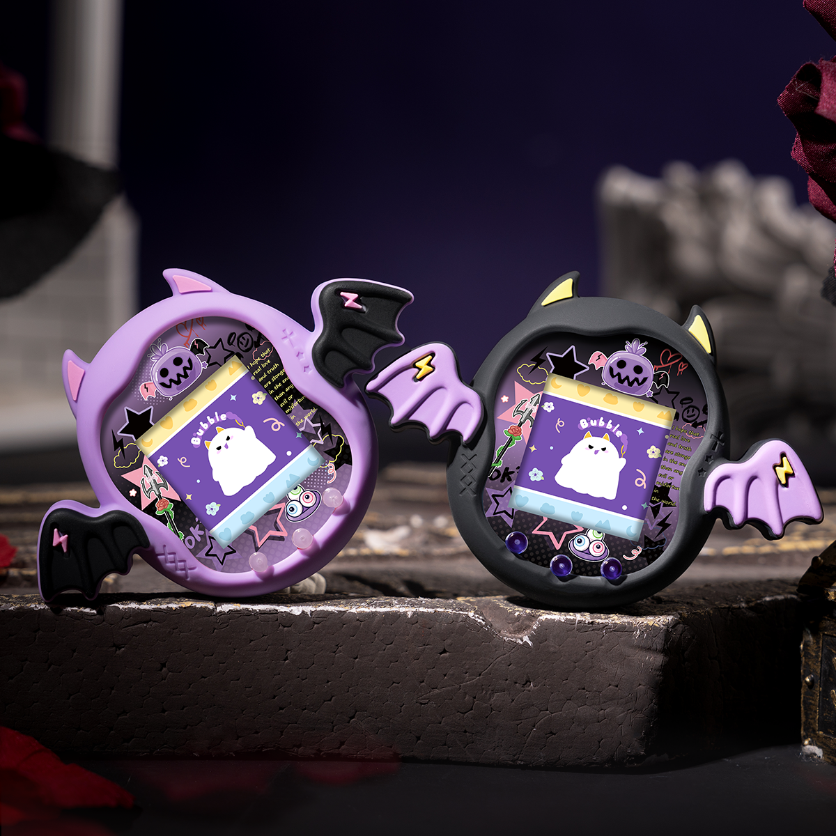 BUBBLELOGUS Purple & Black Dark Edition Devil Silicone Protective Case for Tamagotchi Uni