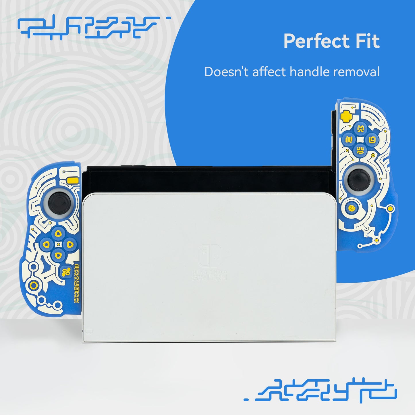 WISHAVEN Luminous Silicone Protective Controller Case with 2 Thumb Grip Caps for Nintendo Switch/OLED Joysticks