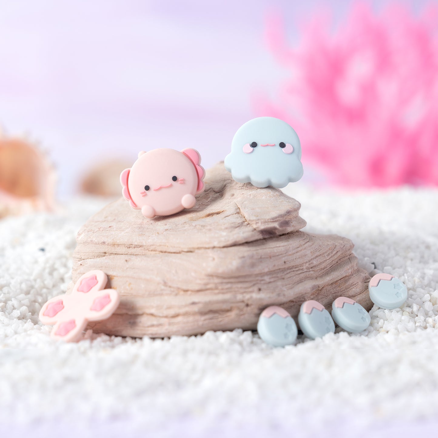 BUBBLELOGUS Axolotl & Octopus Button Caps