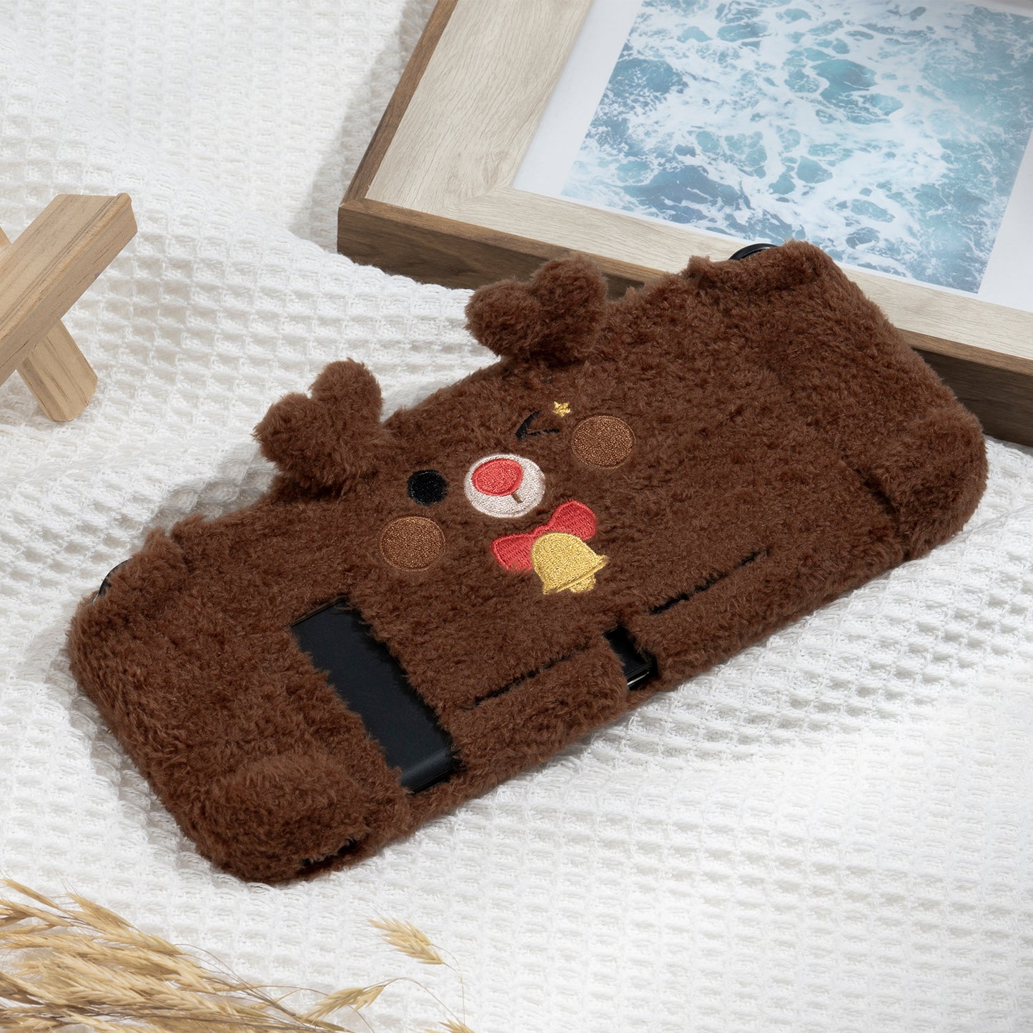 Christmas Deer Plush Reindeer Protective Case for Regular Switch