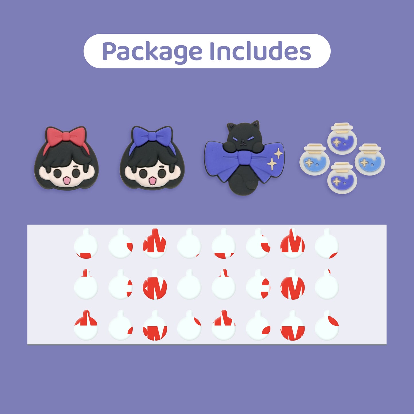 WISHAVEN Magical Girl & Cat Button Caps