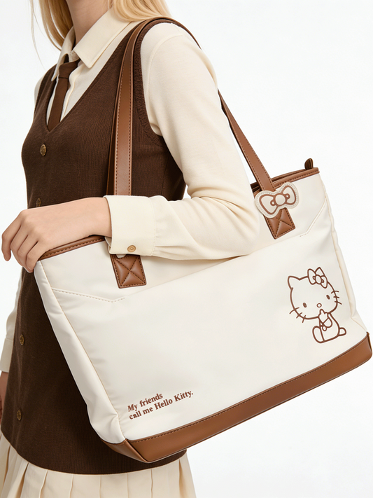 Pashari Hello Kitty Casual Tote Bag Versatile Daily Shoulder & Crossbody Bag for Women