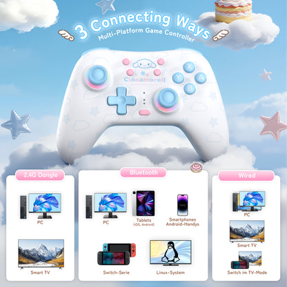 Cinnamoroll & Pompompurin Gamepad with Receiver Set For Switch 2/ 2017/PC