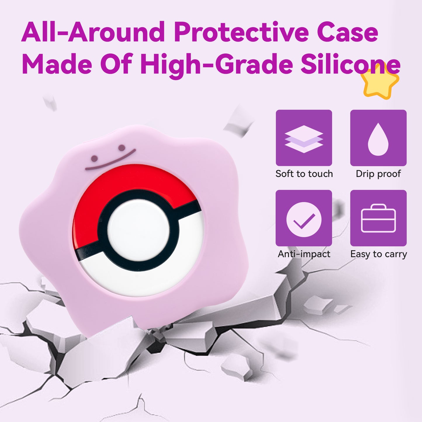 WISHAVEN Ditto Silicone Protective Case for Pokemon GO Plus + 2023