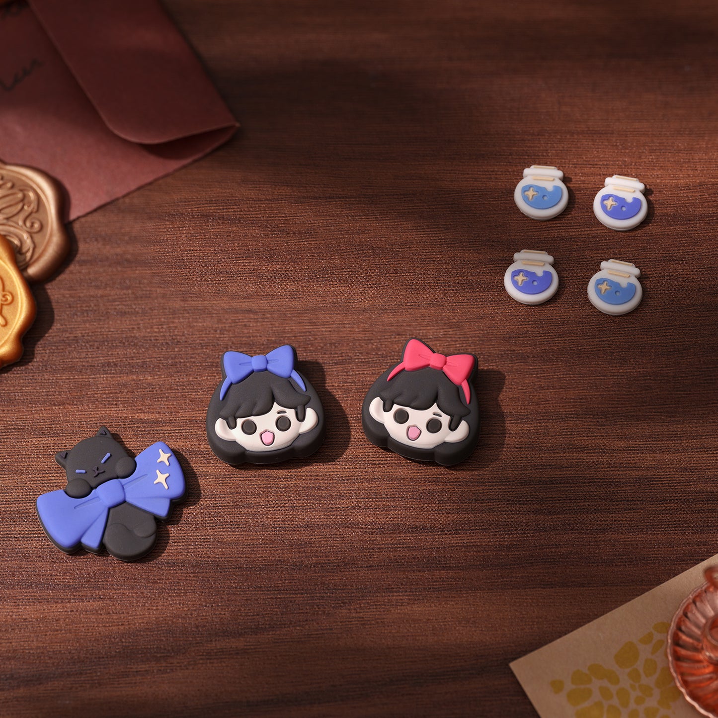 WISHAVEN Magical Girl & Cat Button Caps