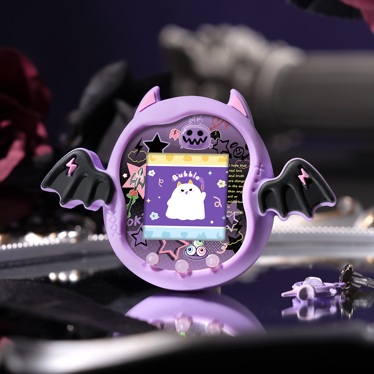 BUBBLELOGUS Purple & Black Dark Edition Devil Silicone Protective Case for Tamagotchi Uni