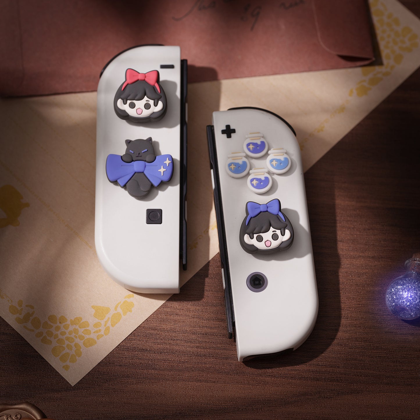 WISHAVEN Magical Girl & Cat Button Caps