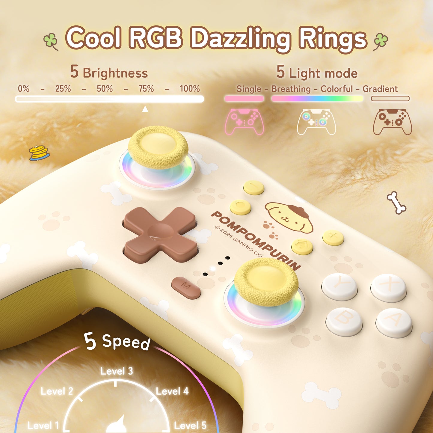 Cinnamoroll & Pompompurin Gamepad with Receiver Set For Switch 2/ 2017/PC