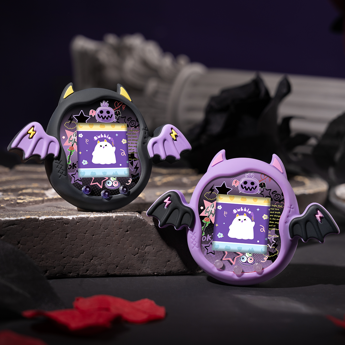 BUBBLELOGUS Purple & Black Dark Edition Devil Silicone Protective Case for Tamagotchi Uni
