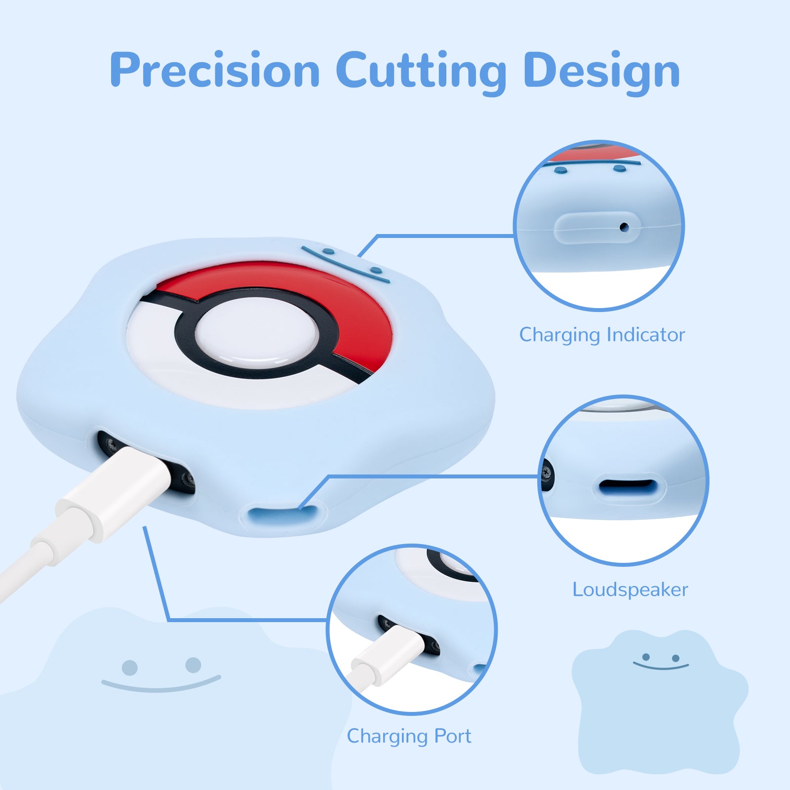 WISHAVEN Ditto Silicone Protective Case for Pokemon GO Plus + 2023