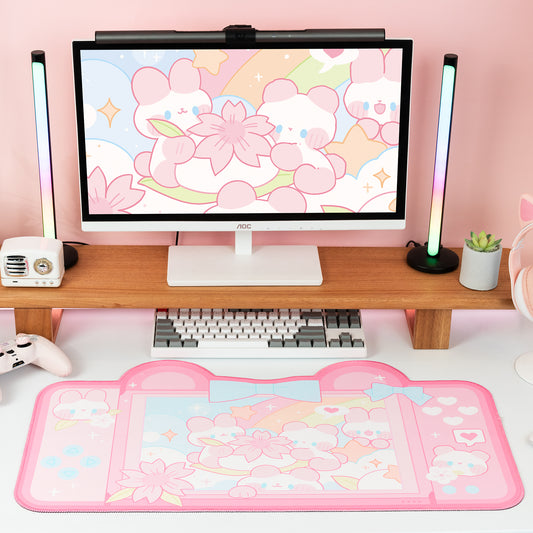 WISHAVEN Pink Bunny and Bear Mouse Pad