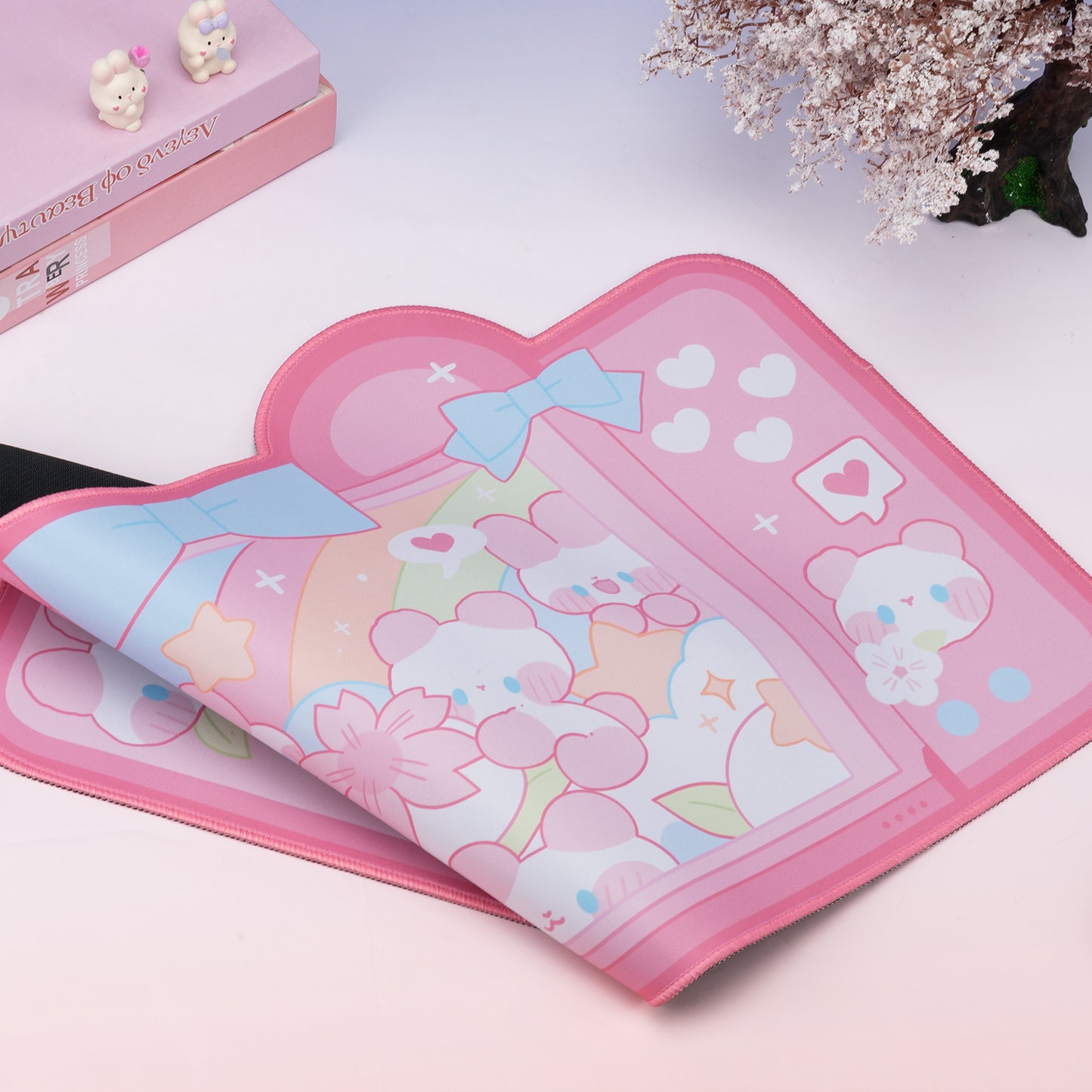 WISHAVEN Pink Bunny and Bear Mouse Pad