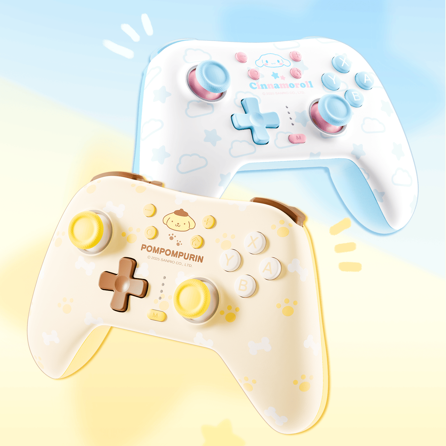 Cinnamoroll & Pompompurin Gamepad with Receiver Set For Switch 2/ 2017/PC