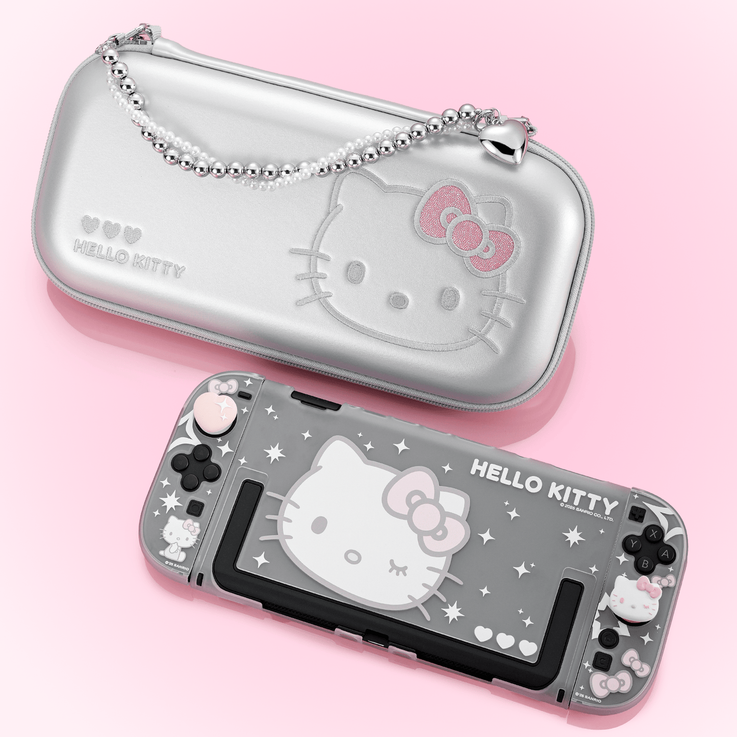 GeekShare Hello Kitty Sparkling Silver Heart Collection for Switch 2