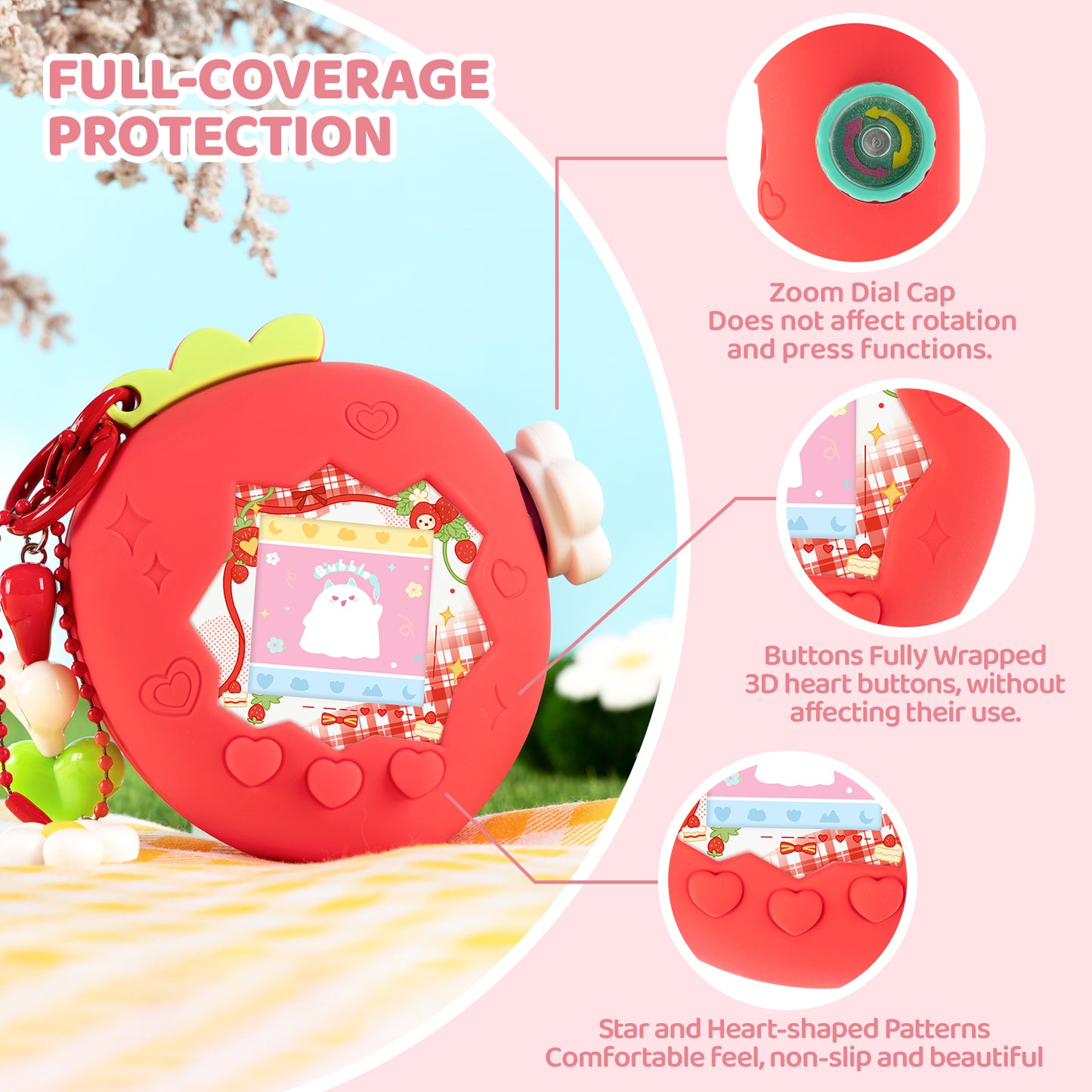 BUBBLELOGUS Strawberry Paradise Silicone Protective Case for Tamagotchi Paradise