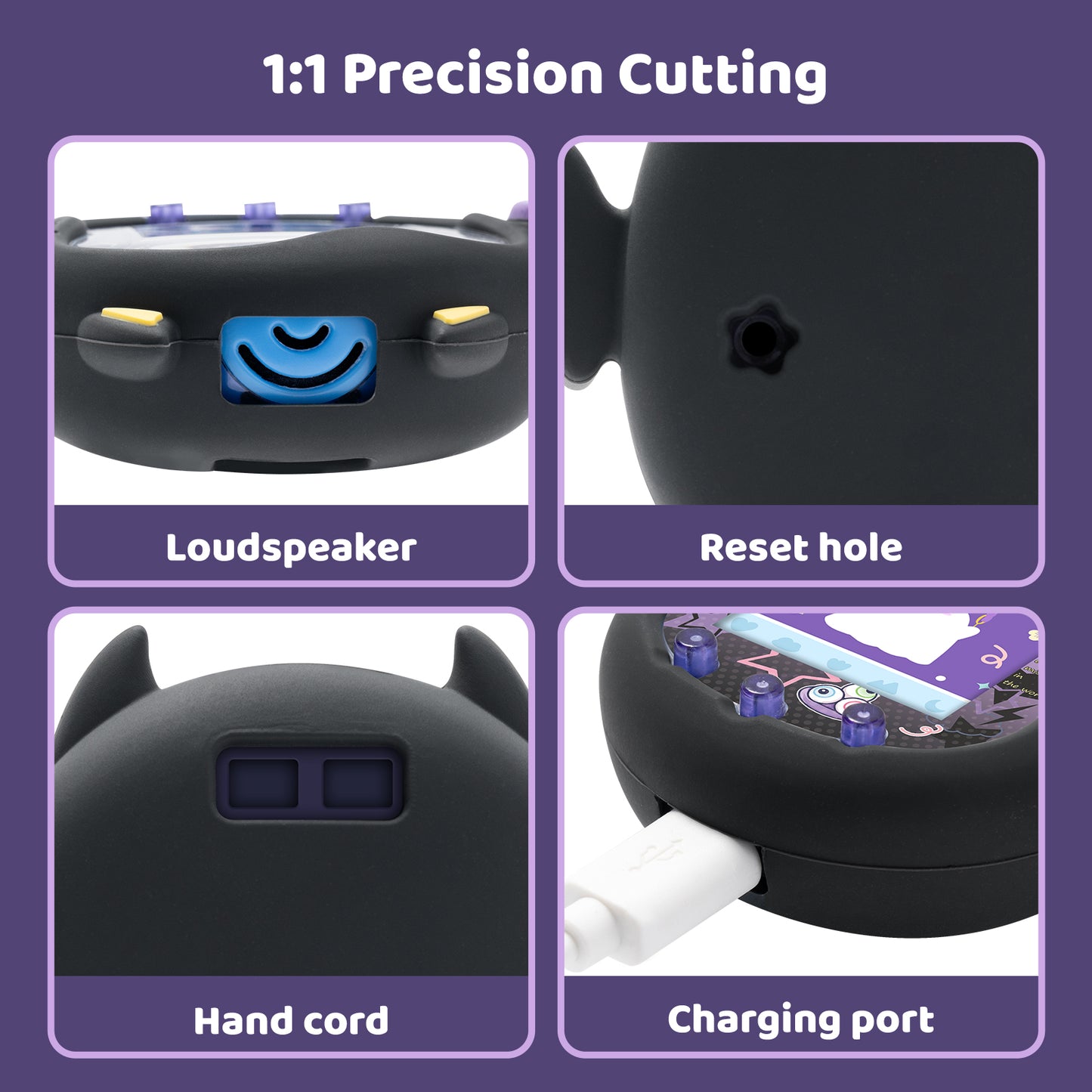 BUBBLELOGUS Purple & Black Dark Edition Devil Silicone Protective Case for Tamagotchi Uni